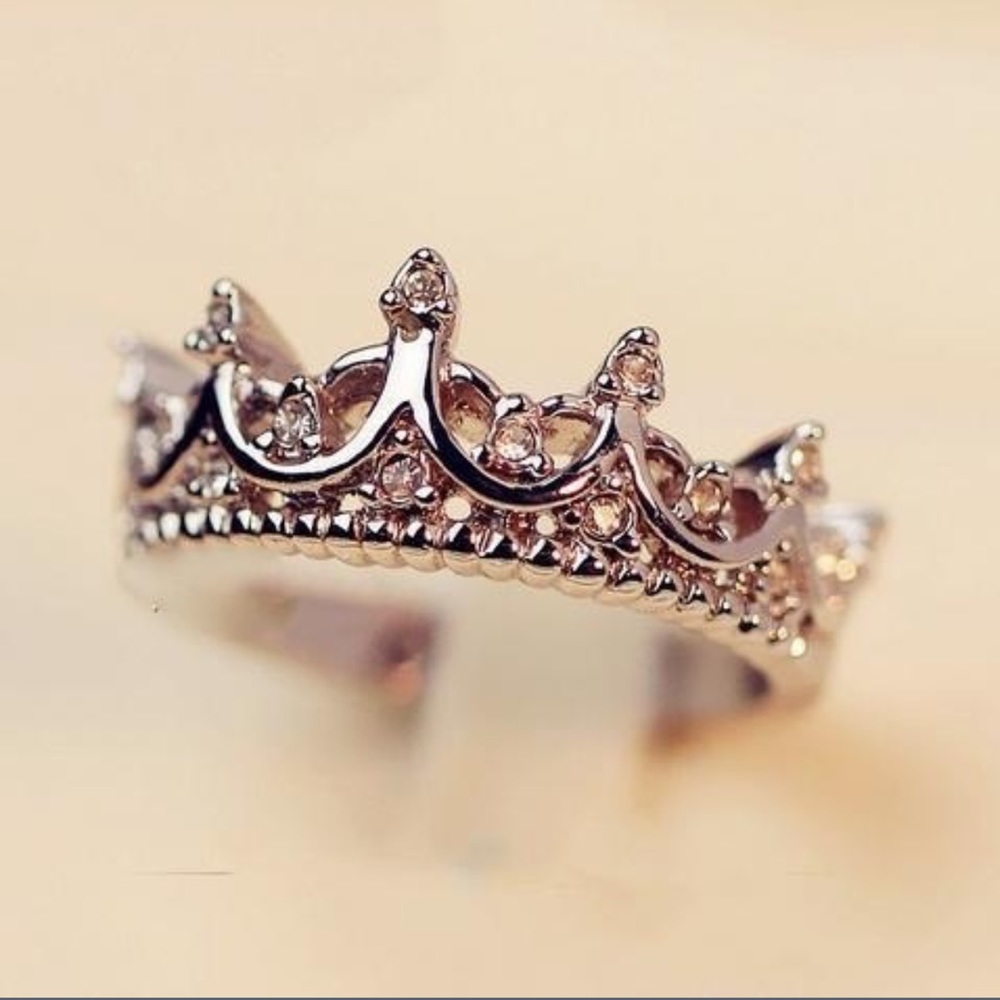Silver Crown Ring with CZ's
